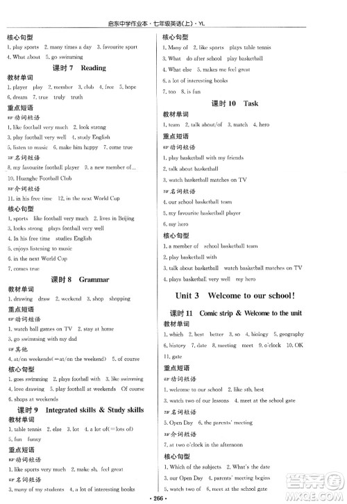 龙门书局2022启东中学作业本七年级英语上册YL译林版答案 龙门书局2022启东中学作业本七年级英语上册YL译林版答案