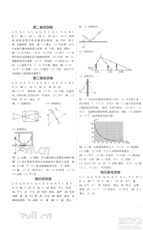 延边大学出版社2022秋季学霸作业本八年级上册物理苏科版参考答案 延边大学出版社2022秋季学霸作业本八年级上册物理苏科版参考答案