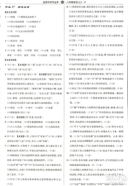 龙门书局2022启东中学作业本八年级语文上册R人教版徐州专版答案 龙门书局2022启东中学作业本八年级语文上册R人教版徐州专版答案