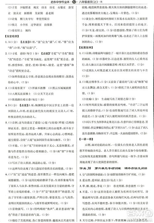 龙门书局2022启东中学作业本八年级语文上册R人教版徐州专版答案 龙门书局2022启东中学作业本八年级语文上册R人教版徐州专版答案