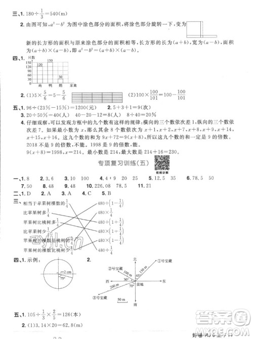 江西教育出版社2022阳光同学一线名师全优好卷数学六年级上册人教版答案