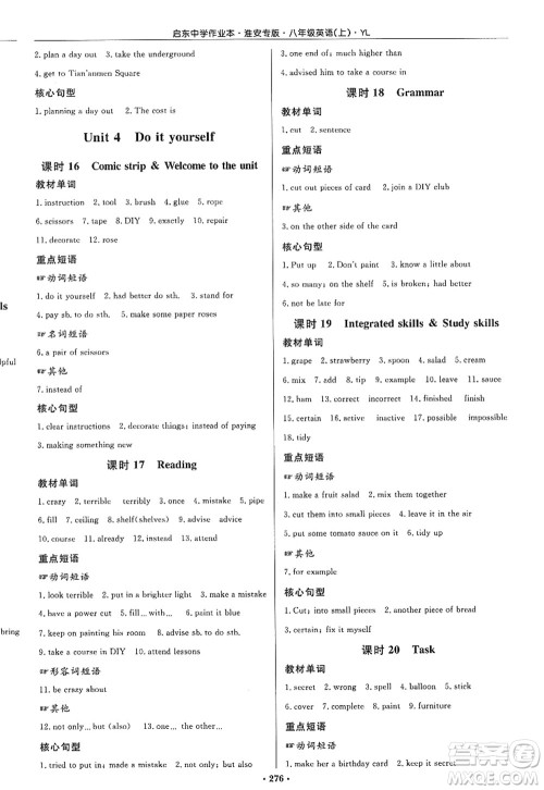 龙门书局2022启东中学作业本八年级英语上册YL译林版淮安专版答案 龙门书局2022启东中学作业本八年级英语上册YL译林版淮安专版答案