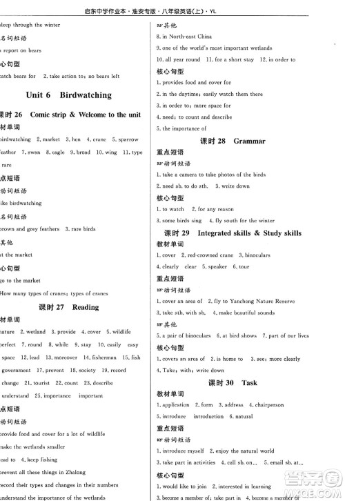 龙门书局2022启东中学作业本八年级英语上册YL译林版淮安专版答案 龙门书局2022启东中学作业本八年级英语上册YL译林版淮安专版答案