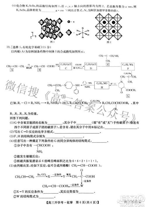 2023届九师联盟开学考老高考高三化学试题及答案