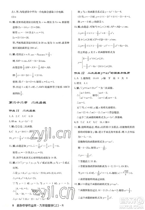 龙门书局2022启东中学作业本九年级数学上册R人教版答案 龙门书局2022启东中学作业本九年级数学上册R人教版答案