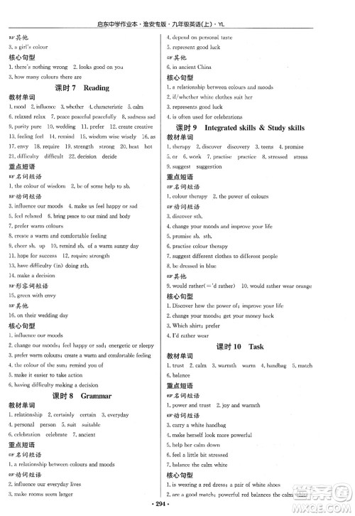 龙门书局2022启东中学作业本九年级英语上册YL译林版淮安专版答案 龙门书局2022启东中学作业本九年级英语上册YL译林版淮安专版答案