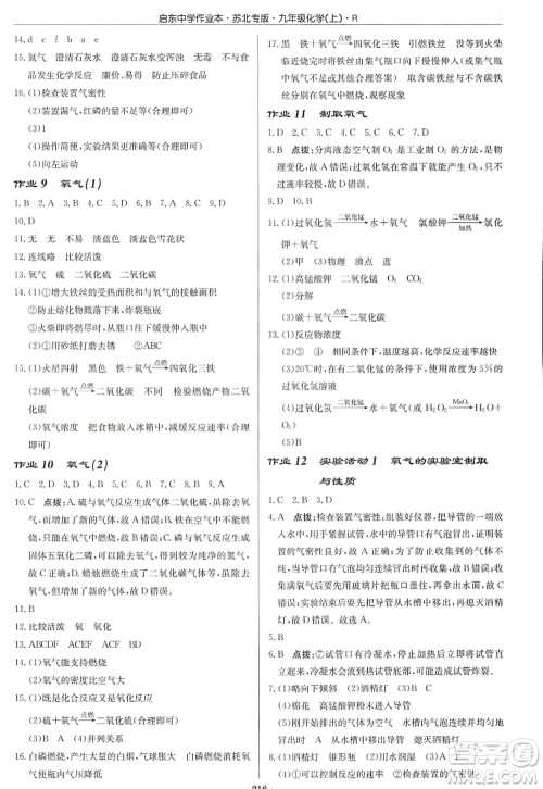龙门书局2022启东中学作业本九年级化学上册R人教版苏北专版答案 龙门书局2022启东中学作业本九年级化学上册R人教版苏北专版答案