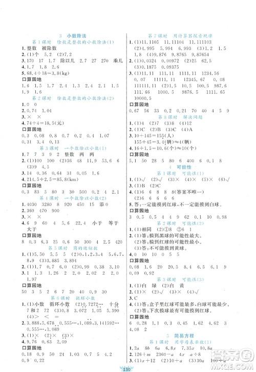 新疆青少年出版社2022原创新课堂五年级数学上册RJ人教版答案 新疆青少年出版社2022原创新课堂五年级数学上册RJ人教版答案
