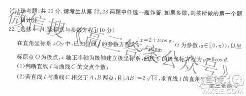 2023届金太阳8月联考1001C高三文科数学试题及答案