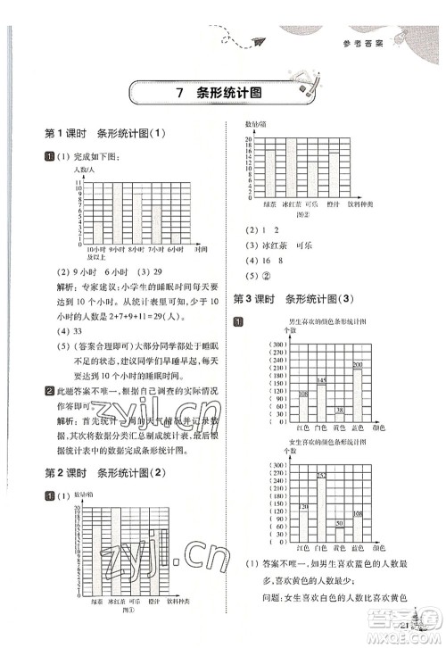 东北师范大学出版社2022北大绿卡四年级数学上册人教版答案