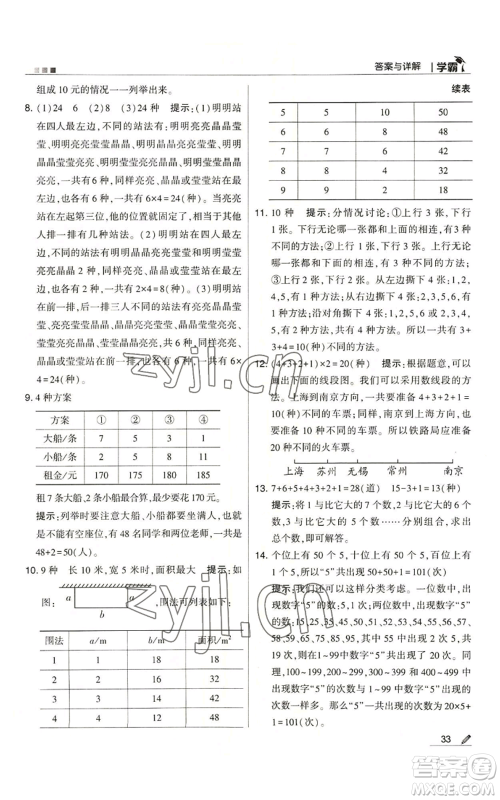 甘肃少年儿童出版社2022经纶学典学霸五年级上册数学苏教版参考答案