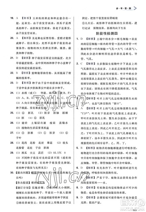 天津教育出版社2022学习质量监测七年级生物上册人教版答案 天津教育出版社2022学习质量监测七年级生物上册人教版答案