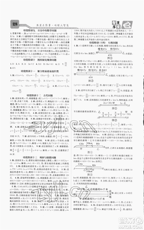 天津科学技术出版社2022智慧学堂核心素养提升法A本七年级上册数学人教版台州专版参考答案