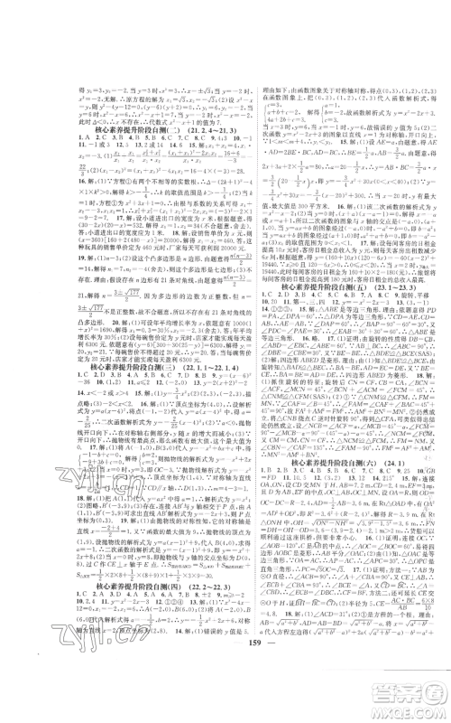 天津科学技术出版社2022智慧学堂核心素养提升法九年级上册数学人教版参考答案