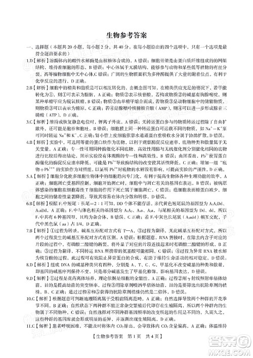 2023届蚌埠市高三8月质检生物试题及答案 2023届蚌埠市高三8月质检生物试题及答案
