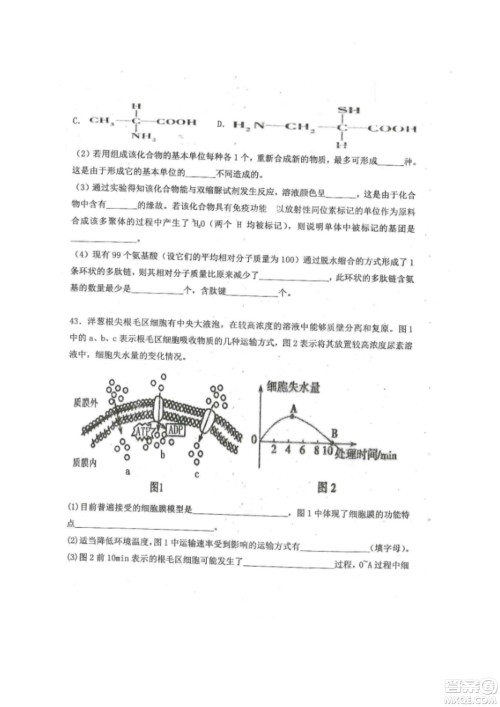 黑龙江省龙西北八校联合体2022-2023学年高三上学期开学摸底考试生物试题及答案