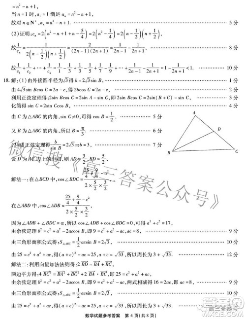 江淮十校2023届高三第一次联考数学试题及答案