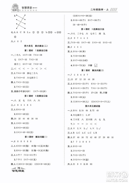 云南科技出版社2022秋智慧课堂同步讲练测数学一年级上册RJ人教版答案