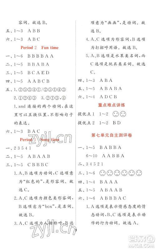 江苏人民出版社2022秋季实验班提优训练一年级上册英语译林版参考答案 江苏人民出版社2022秋季实验班提优训练一年级上册英语译林版参考答案