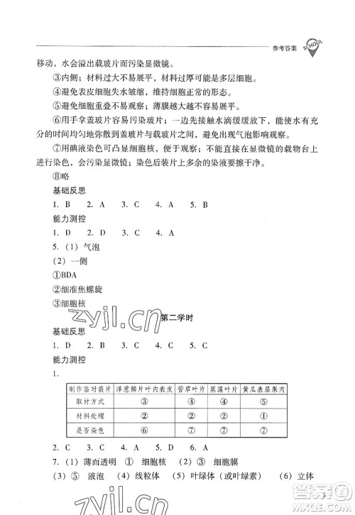 山西教育出版社2022新课程问题解决导学方案七年级生物上册人教版答案 山西教育出版社2022新课程问题解决导学方案七年级生物上册人教版答案