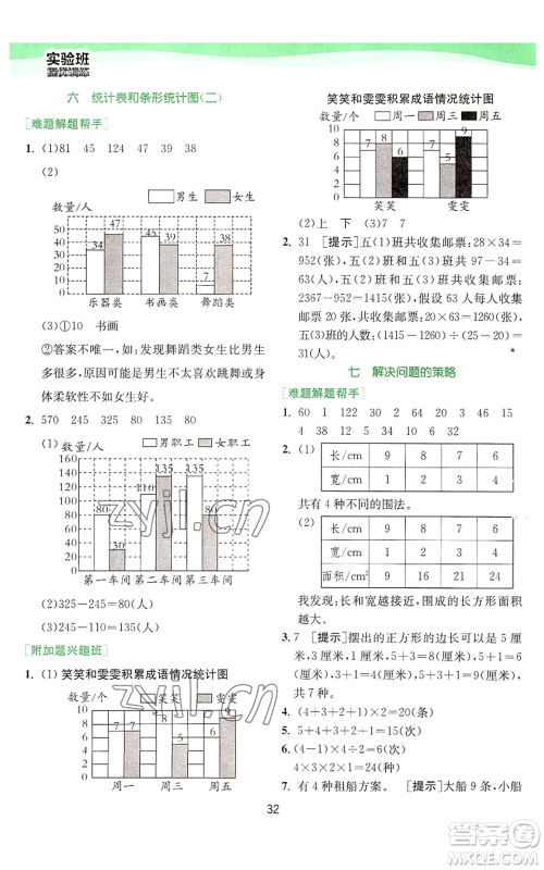 江苏人民出版社2022秋季实验班提优训练五年级上册数学苏教版参考答案