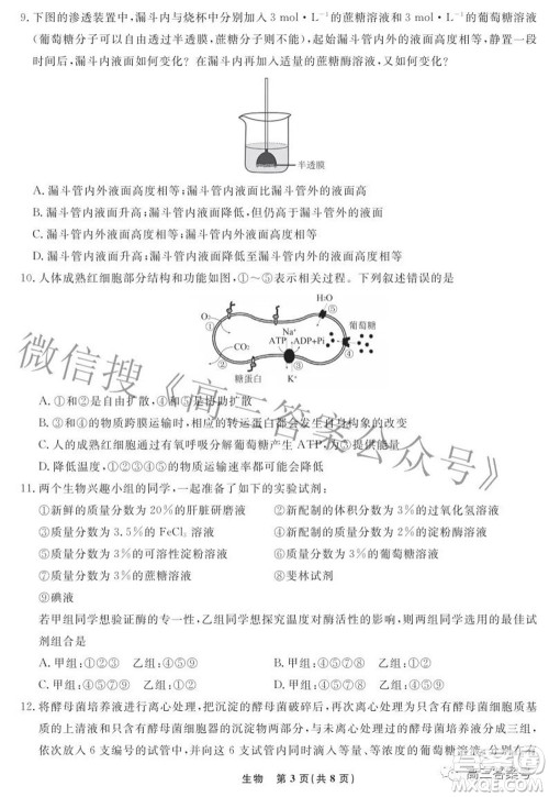 辽宁省名校联盟2022年高三9月份联合考试生物试题及答案