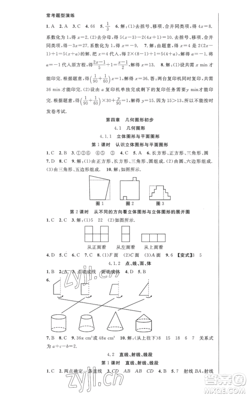 新世纪出版社2022秋季课时夺冠七年级上册数学人教版参考答案