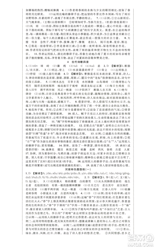 新世纪出版社2022秋季课时夺冠七年级上册语文人教版河南专版参考答案 新世纪出版社2022秋季课时夺冠七年级上册语文人教版河南专版参考答案