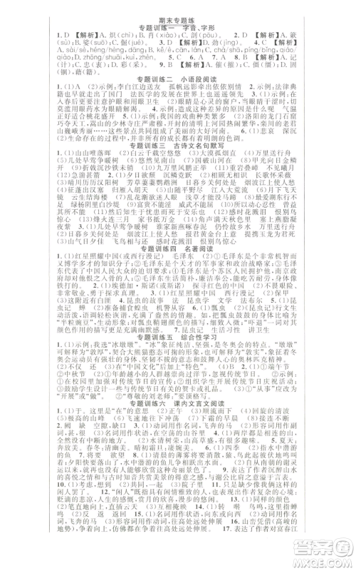 新世纪出版社2022秋季课时夺冠八年级上册语文人教版河南专版参考答案 新世纪出版社2022秋季课时夺冠八年级上册语文人教版河南专版参考答案