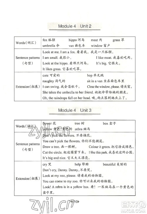 华东师范大学出版社2022一课一练二年级英语第一学期N版华东师大版上海专用答案