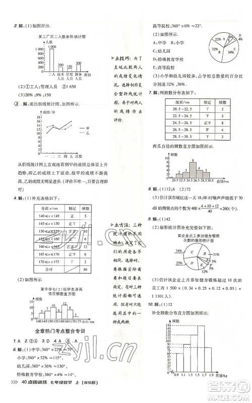 安徽教育出版社2022秋季点拨训练七年级上册数学北师大版参考答案