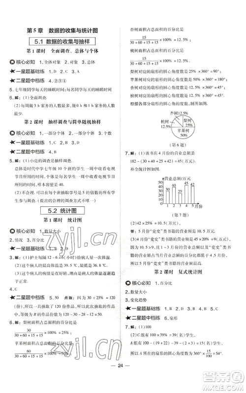 山西教育出版社2022秋季点拨训练七年级上册数学湘教版参考答案 山西教育出版社2022秋季点拨训练七年级上册数学湘教版参考答案