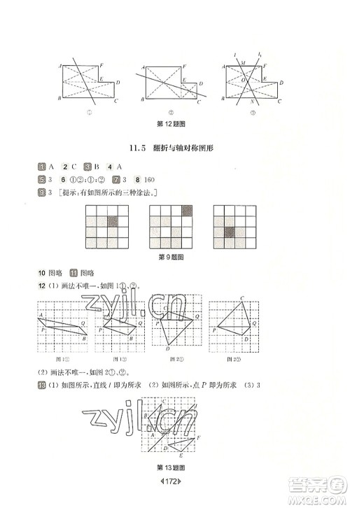 华东师范大学出版社2022一课一练七年级数学第一学期华东师大版上海专用答案