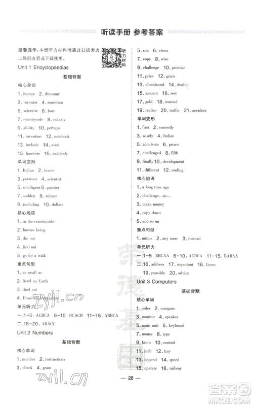 山西教育出版社2022秋季点拨训练八年级上册英语沪教版参考答案 山西教育出版社2022秋季点拨训练八年级上册英语沪教版参考答案