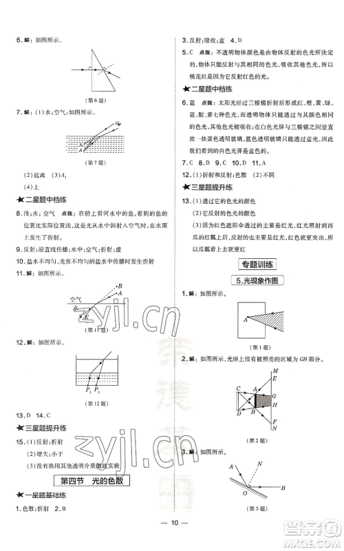 安徽教育出版社2022秋季点拨训练八年级上册物理沪科版安徽专版参考答案 安徽教育出版社2022秋季点拨训练八年级上册物理沪科版安徽专版参考答案