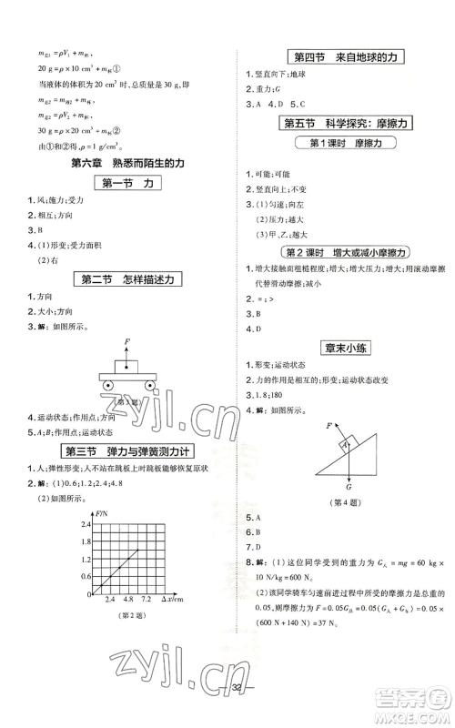 安徽教育出版社2022秋季点拨训练八年级上册物理沪科版安徽专版参考答案 安徽教育出版社2022秋季点拨训练八年级上册物理沪科版安徽专版参考答案