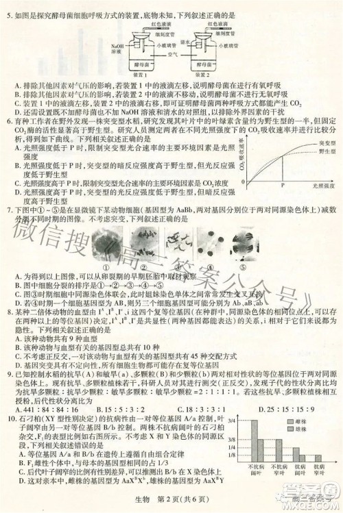 江西省2023届新高三入学摸底考试生物试题及答案