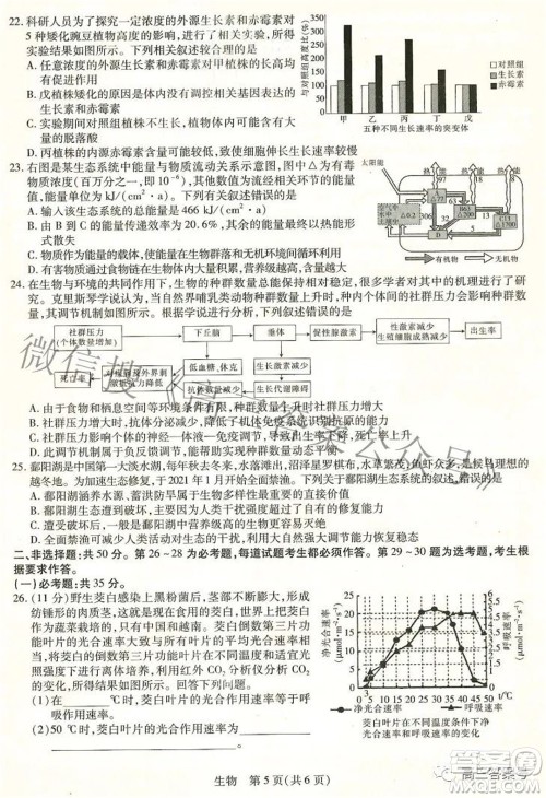 江西省2023届新高三入学摸底考试生物试题及答案