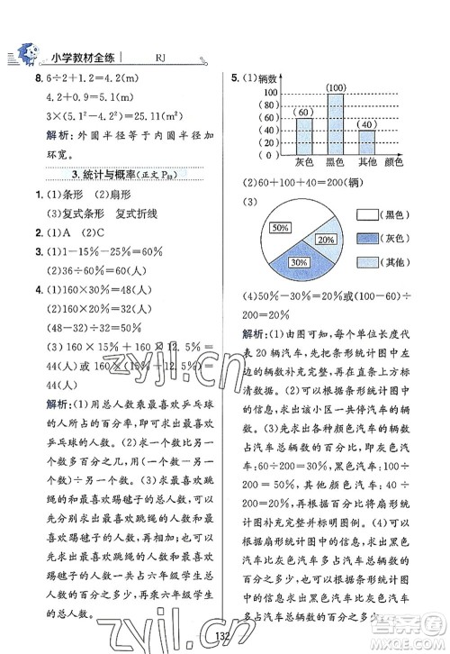 陕西人民教育出版社2022小学教材全练六年级数学上册RJ人教版答案 陕西人民教育出版社2022小学教材全练六年级数学上册RJ人教版答案