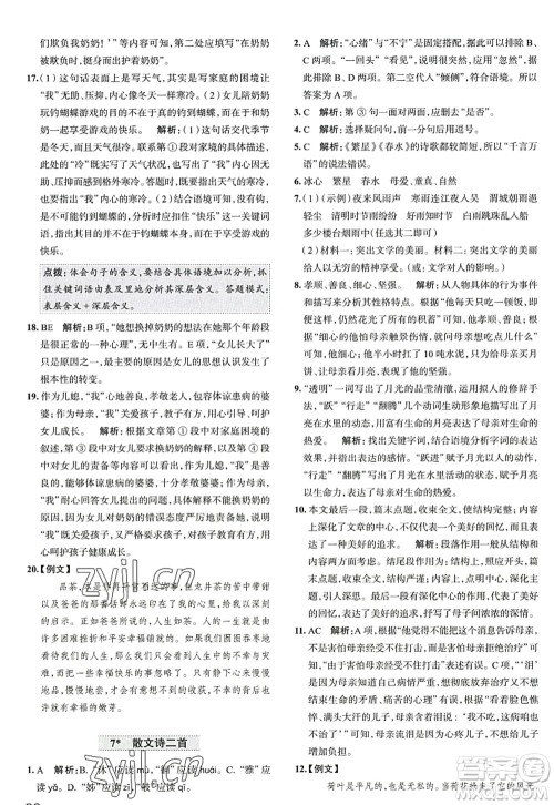 陕西人民教育出版社2022中学教材全练七年级语文上册人教版天津专用答案 陕西人民教育出版社2022中学教材全练七年级语文上册人教版天津专用答案
