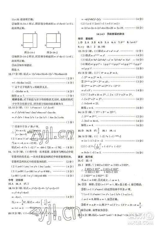 陕西人民教育出版社2022中学教材全练八年级数学上册RJ人教版天津专用答案