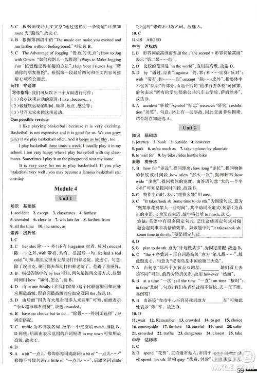 陕西人民教育出版社2022中学教材全练八年级英语上册外语教研版天津专用答案