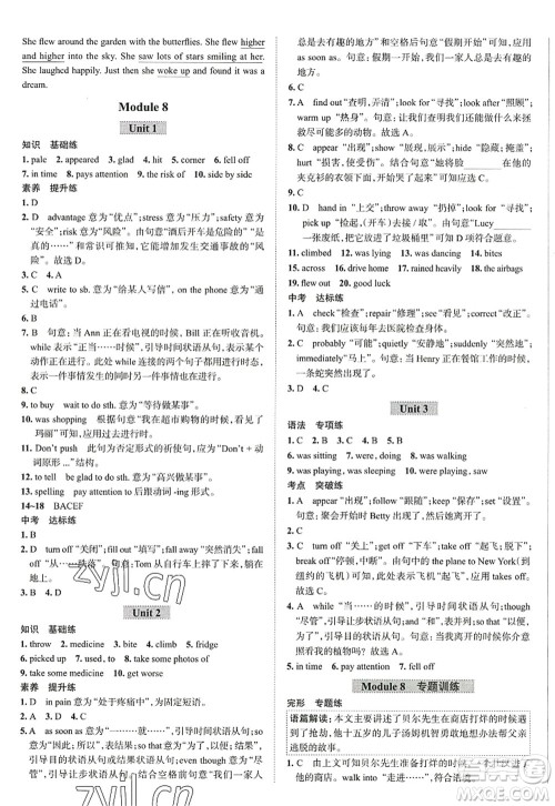 陕西人民教育出版社2022中学教材全练八年级英语上册外语教研版天津专用答案