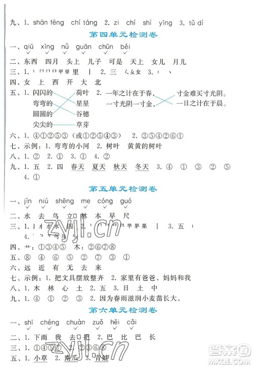 人民教育出版社2022同步轻松练习一年级语文上册人教版答案 人民教育出版社2022同步轻松练习一年级语文上册人教版答案