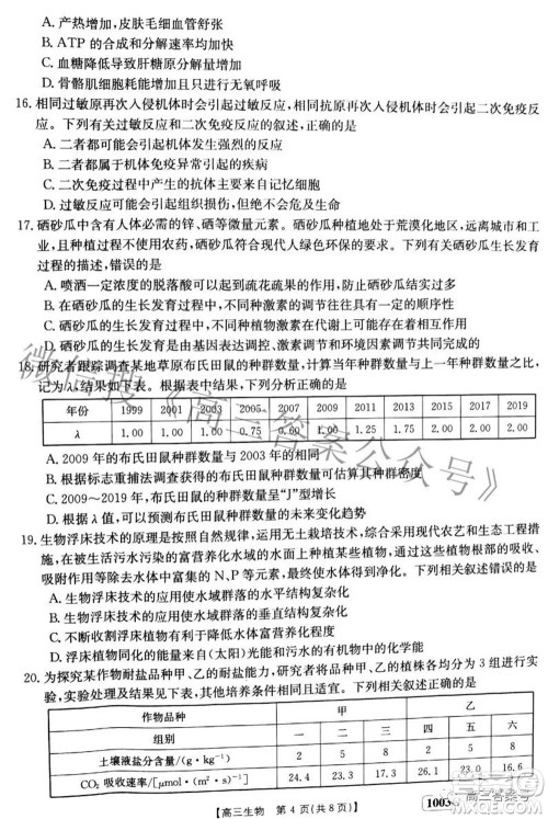 2023届金太阳九月联考1003C高三生物试题及答案 2023届金太阳九月联考1003C高三生物试题及答案