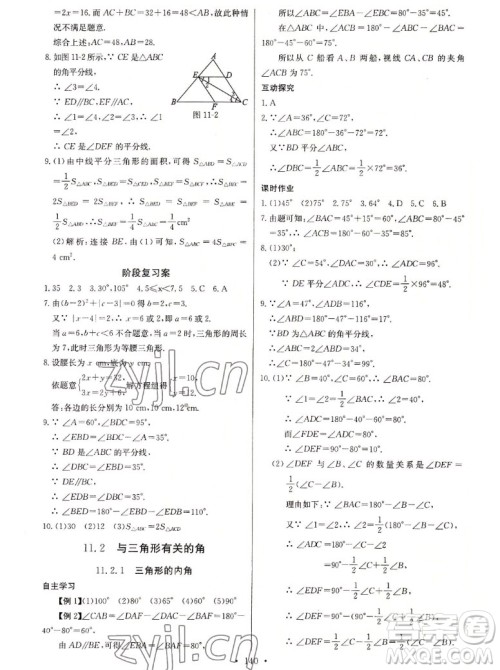 长江少年儿童出版社2022长江全能学案同步练习册数学八年级上册人教版答案