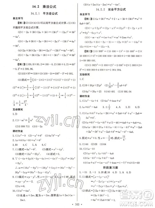 长江少年儿童出版社2022长江全能学案同步练习册数学八年级上册人教版答案