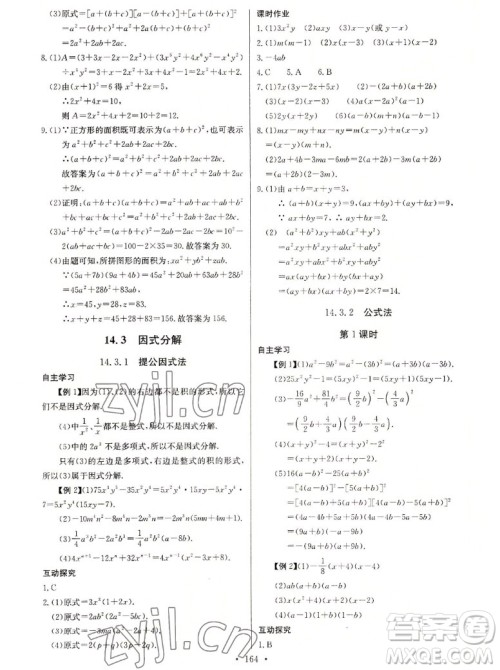 长江少年儿童出版社2022长江全能学案同步练习册数学八年级上册人教版答案