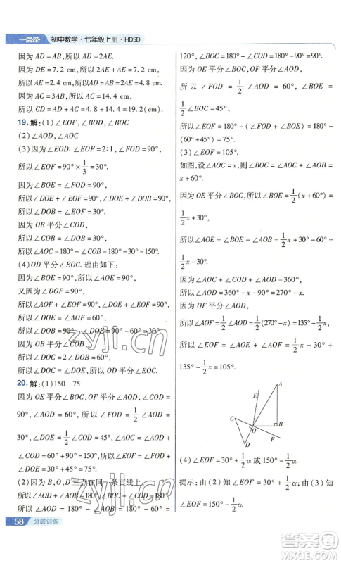 南京师范大学出版社2022秋季一遍过七年级上册数学华东师大版参考答案 南京师范大学出版社2022秋季一遍过七年级上册数学华东师大版参考答案
