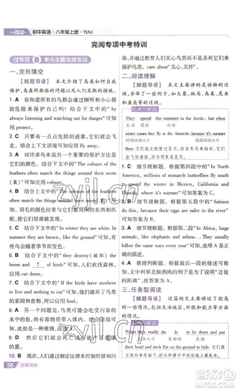 南京师范大学出版社2022秋季一遍过八年级上册英语译林牛津版参考答案 南京师范大学出版社2022秋季一遍过八年级上册英语译林牛津版参考答案